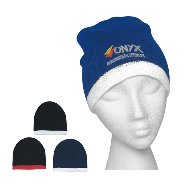 Knit Beanie With Stripe - Knit Beanie With Stripe - Image 0 of 4