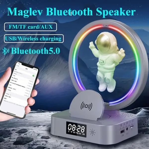 4 in 1 Wireless Charger Speaker Night Lamp with Clock - 4 in 1 Wireless Charger Speaker Night Lamp with Clock - Image 2 of 5