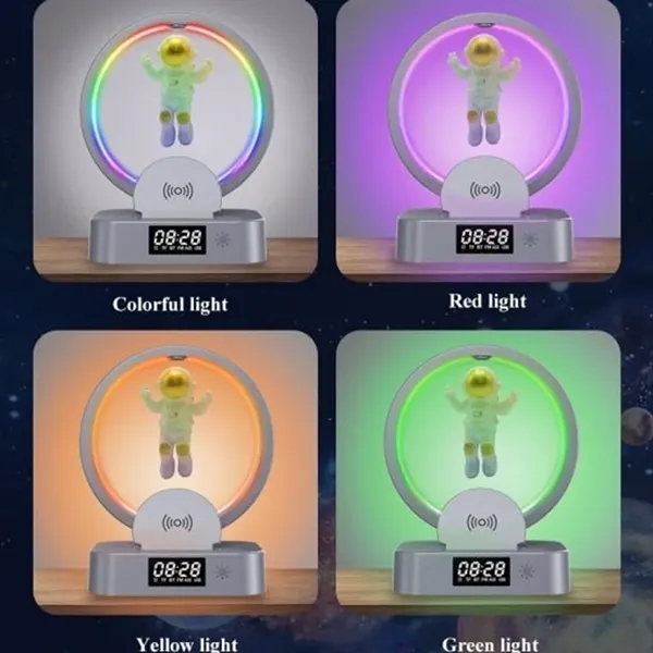4 in 1 Wireless Charger Speaker Night Lamp with Clock - 4 in 1 Wireless Charger Speaker Night Lamp with Clock - Image 5 of 5