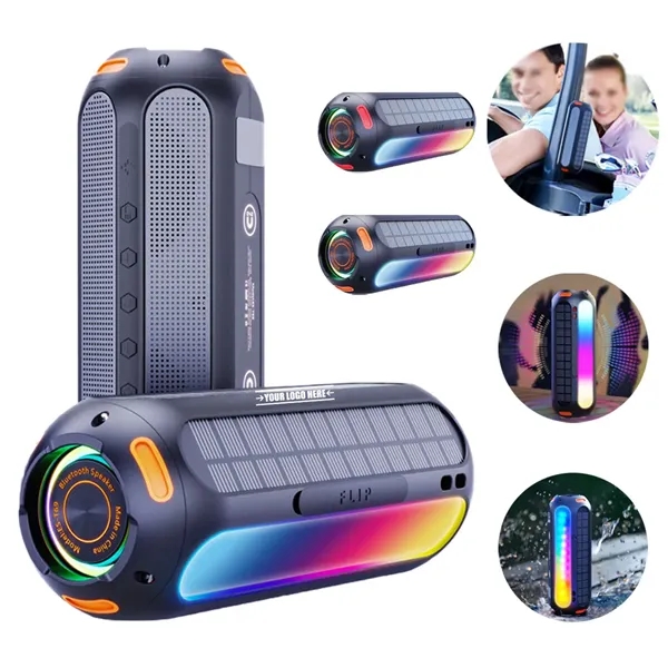 Solar Magnetic Bluetooth Speaker Power Bank with RGB Lights - Solar Magnetic Bluetooth Speaker Power Bank with RGB Lights - Image 0 of 5