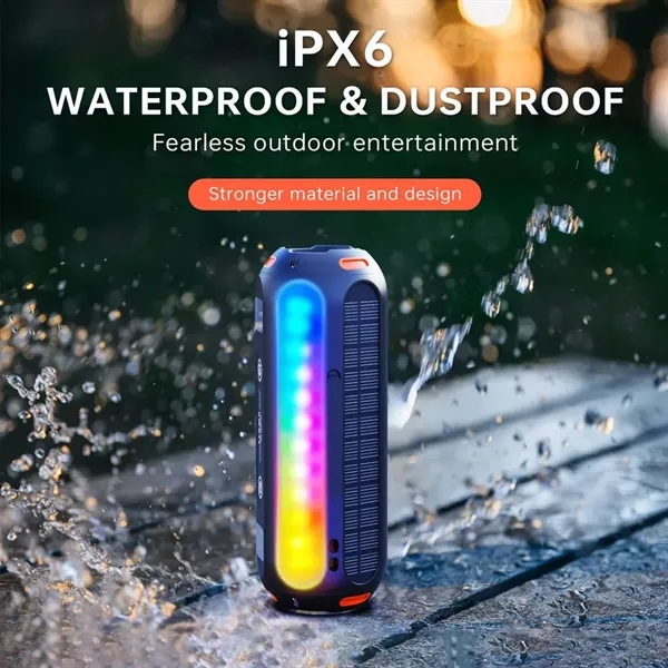 Solar Magnetic Bluetooth Speaker Power Bank with RGB Lights - Solar Magnetic Bluetooth Speaker Power Bank with RGB Lights - Image 2 of 5