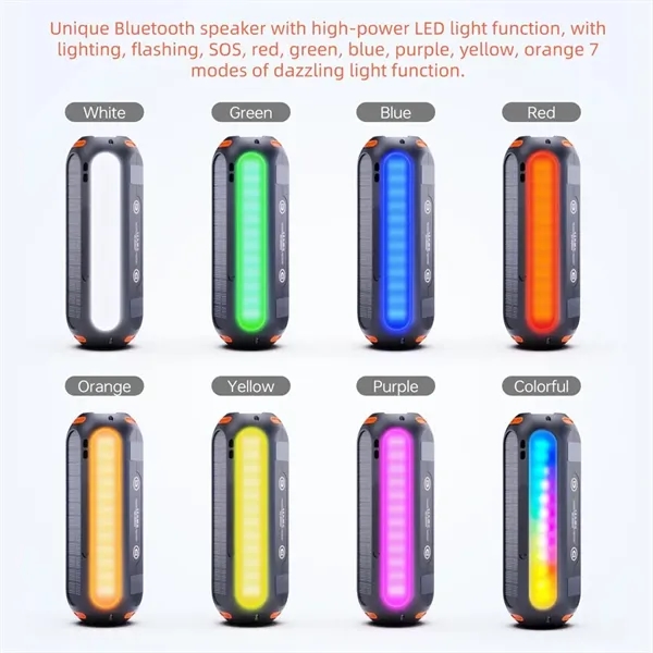 Solar Magnetic Bluetooth Speaker Power Bank with RGB Lights - Solar Magnetic Bluetooth Speaker Power Bank with RGB Lights - Image 4 of 5