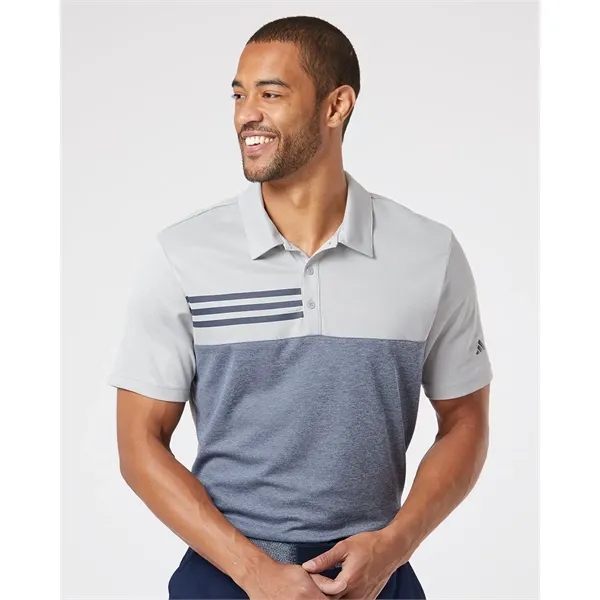 Adidas Men's Heathered Colorblocked 3-Stripes Polo - Adidas Men's Heathered Colorblocked 3-Stripes Polo - Image 0 of 10