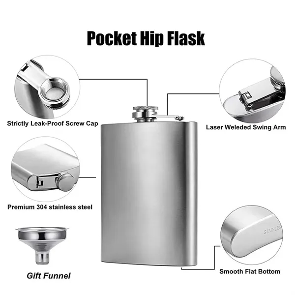 Portable  1/2/4/5 OZ Carabiner Stainless Steel Flat Flask - Portable  1/2/4/5 OZ Carabiner Stainless Steel Flat Flask - Image 1 of 9