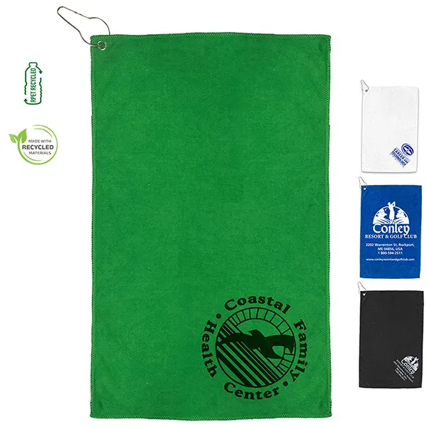 Recycled RPET 300 GSM Heavy Duty Microfiber Golf Towel - Recycled RPET 300 GSM Heavy Duty Microfiber Golf Towel - Image 0 of 19