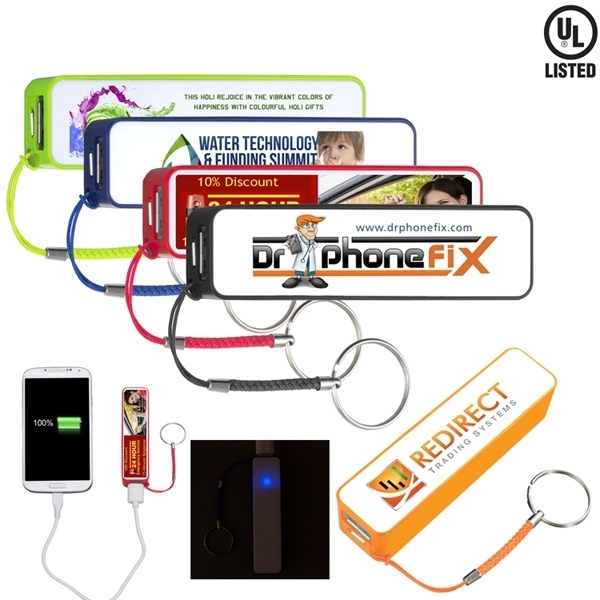2,200 mAh Power Bank w/ Key Ring + Cable - 2,200 mAh Power Bank w/ Key Ring + Cable - Image 0 of 1
