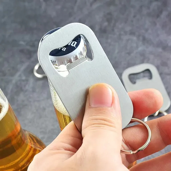 Stainless Steel Portable Bottle Opener Keychain - Stainless Steel Portable Bottle Opener Keychain - Image 1 of 5