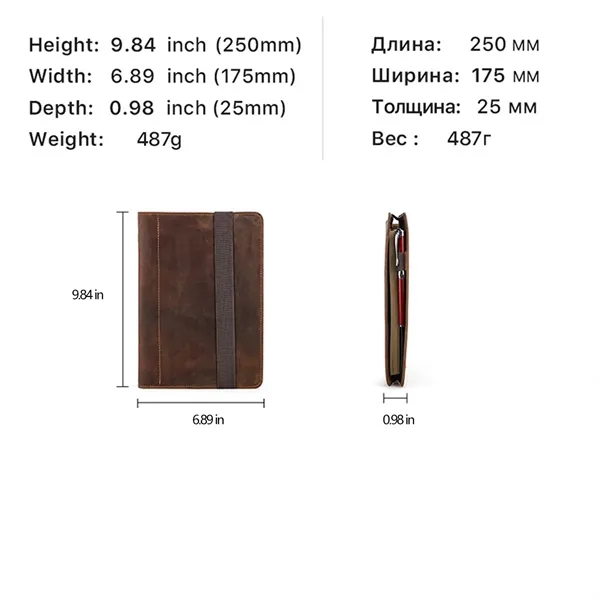 All-in-one A5 Geniune Leather Padfolio 6-ring Binder - All-in-one A5 Geniune Leather Padfolio 6-ring Binder - Image 7 of 7