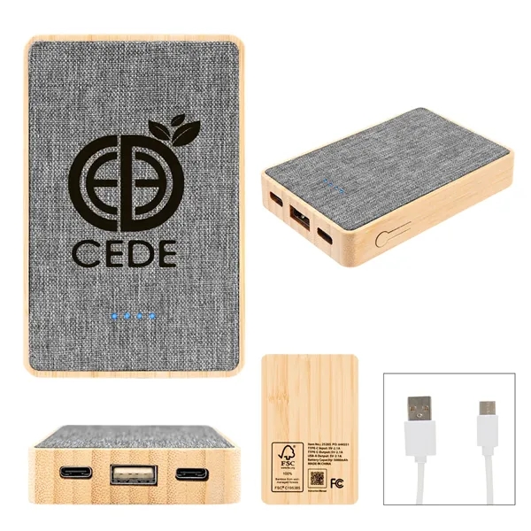 5000 mAh Bamboo & Recycled Fabric Power Bank - 5000 mAh Bamboo & Recycled Fabric Power Bank - Image 2 of 2