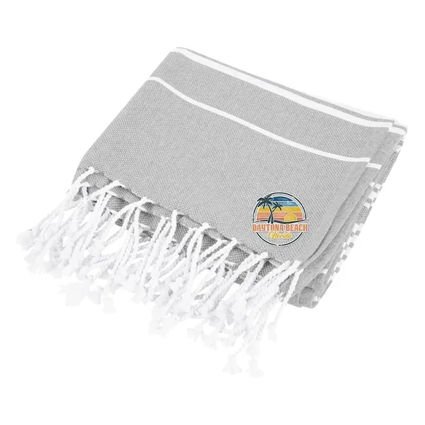 Recycled Beach Blanket With Tassel Fringe - Recycled Beach Blanket With Tassel Fringe - Image 3 of 10