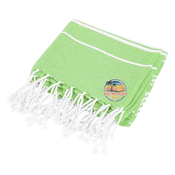 Recycled Beach Blanket With Tassel Fringe - Recycled Beach Blanket With Tassel Fringe - Image 6 of 10