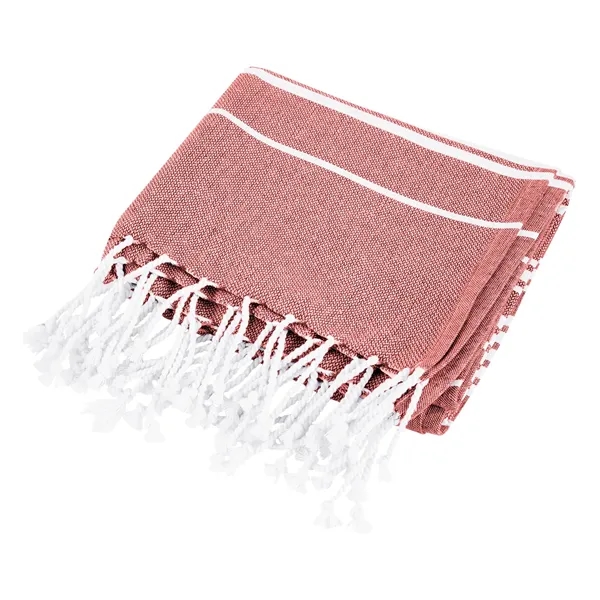Recycled Beach Blanket With Tassel Fringe - Recycled Beach Blanket With Tassel Fringe - Image 8 of 10