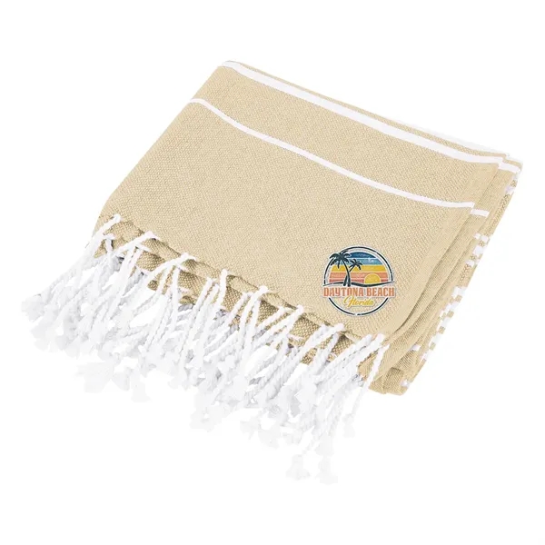 Recycled Beach Blanket With Tassel Fringe - Recycled Beach Blanket With Tassel Fringe - Image 10 of 10