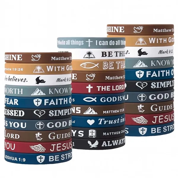 Adult Silicone Cross Bible Wristband - Adult Silicone Cross Bible Wristband - Image 0 of 3