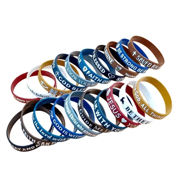 Adult Silicone Cross Bible Wristband - Adult Silicone Cross Bible Wristband - Image 1 of 3