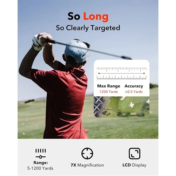 1200 Yards Laser Golf Rangefinder with Slope - 1200 Yards Laser Golf Rangefinder with Slope - Image 2 of 4