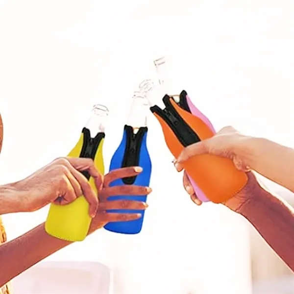 12oz. Neoprene Bottle Cooler Insulator with Zipper - 12oz. Neoprene Bottle Cooler Insulator with Zipper - Image 6 of 7