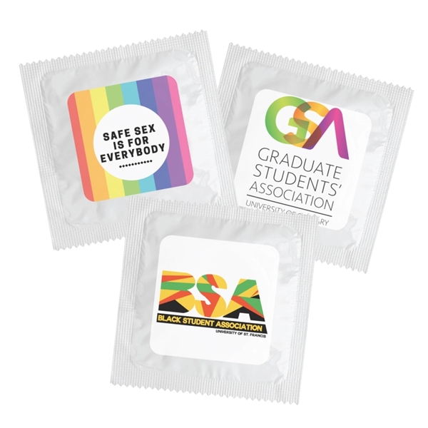 Individual Condom w/ Square 4 Color Process Printing Deca
