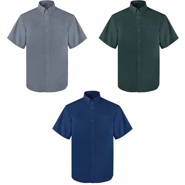 Men's Woven Short Sleeve Twill Button Down Dress Shirt - Men's Woven Short Sleeve Twill Button Down Dress Shirt - Image 2 of 3
