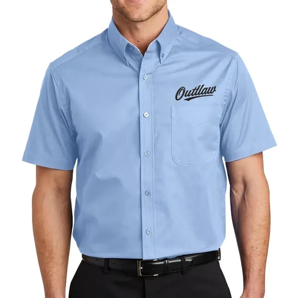 Men's Woven Short Sleeve Twill Button Down Dress Shirt - Men's Woven Short Sleeve Twill Button Down Dress Shirt - Image 3 of 3