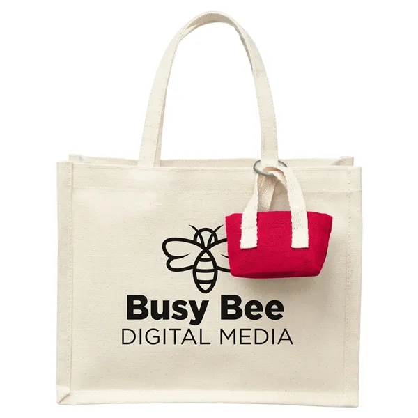 Prime Line. Mini Recycled Cotton Tote Bag with Charm. - Prime Line. Mini Recycled Cotton Tote Bag with Charm. - Image 4 of 7