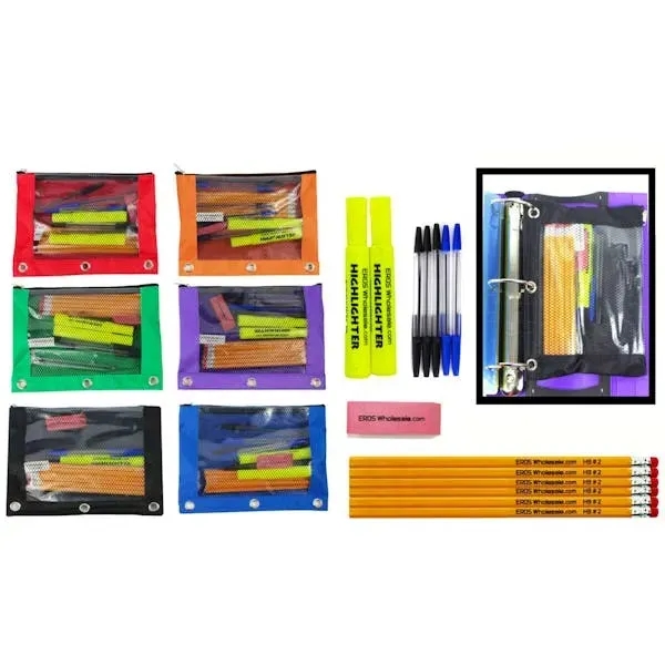 Basic High School Pencil Pouch Kits - 15 Piece Prefilled A - Basic High School Pencil Pouch Kits - 15 Piece Prefilled A - Image 0 of 0