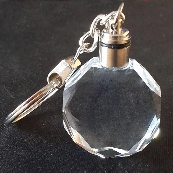 Octagon Shape LED Light Crystal Keychain - Octagon Shape LED Light Crystal Keychain - Image 2 of 3