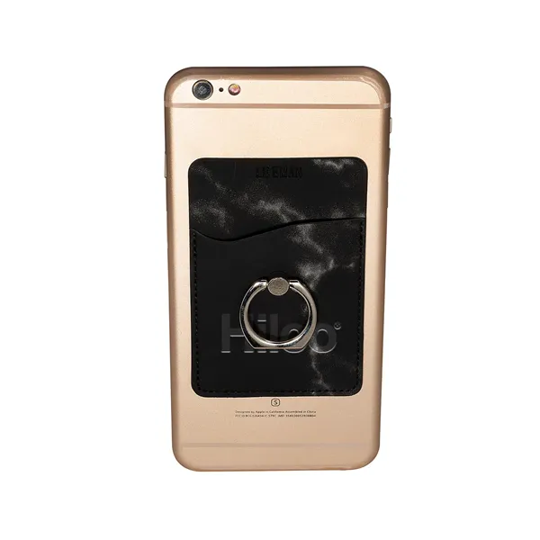 Leeman Marble Card Holder With Metal Ring Phone Stand - Leeman Marble Card Holder With Metal Ring Phone Stand - Image 0 of 1