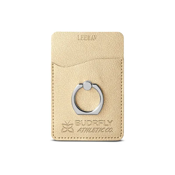 Leeman Shimmer Card Holder With Metal Ring Phone Stand - Leeman Shimmer Card Holder With Metal Ring Phone Stand - Image 1 of 3
