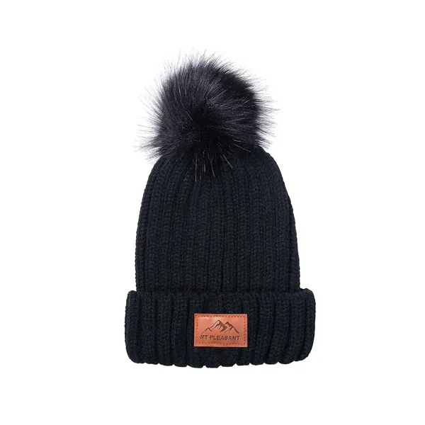 Leeman Knit Beanie With Fur Pom Pom - Leeman Knit Beanie With Fur Pom Pom - Image 0 of 3