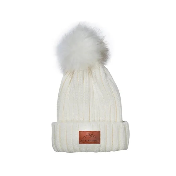 Leeman Knit Beanie With Fur Pom Pom - Leeman Knit Beanie With Fur Pom Pom - Image 2 of 3