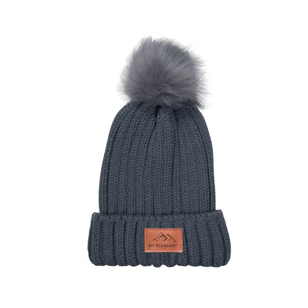 Leeman Knit Beanie With Fur Pom Pom - Leeman Knit Beanie With Fur Pom Pom - Image 3 of 3