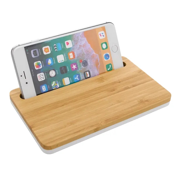 Bamboo Wireless Charging Pad with Phone Stand - Bamboo Wireless Charging Pad with Phone Stand - Image 2 of 2