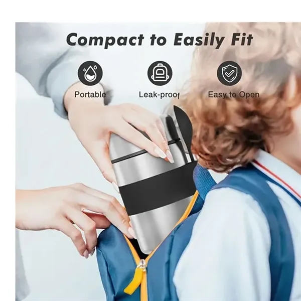 Stainless Steel Vacuum Insulated Food Jar with Spoon - Stainless Steel Vacuum Insulated Food Jar with Spoon - Image 1 of 4