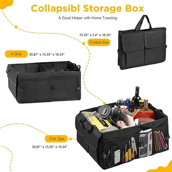 Foldable Trunk Organizer for Car with Multi Compartments - Foldable Trunk Organizer for Car with Multi Compartments - Image 2 of 3