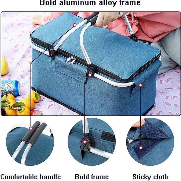 Portable Collapsible Picnic Basket Cooler - Portable Collapsible Picnic Basket Cooler - Image 1 of 3