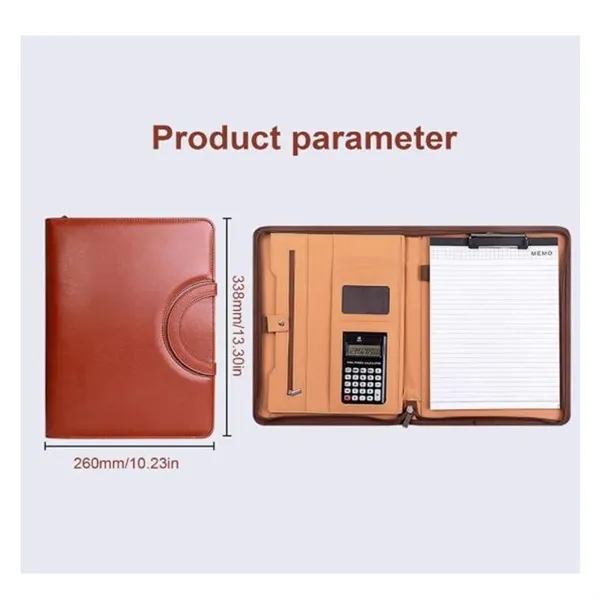 A4 Conference Folder Zippered PU File Case - A4 Conference Folder Zippered PU File Case - Image 3 of 4