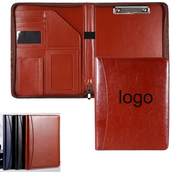 A4 PU Leather Padfolio Clipboard Brown - A4 PU Leather Padfolio Clipboard Brown - Image 0 of 4