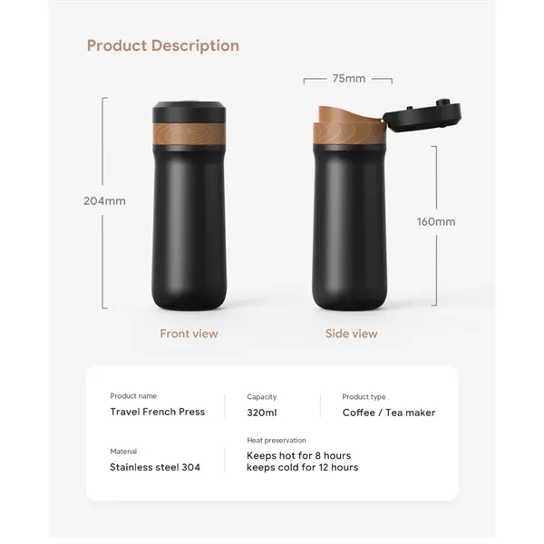 Portable French Press Coffee Maker - Portable French Press Coffee Maker - Image 9 of 12