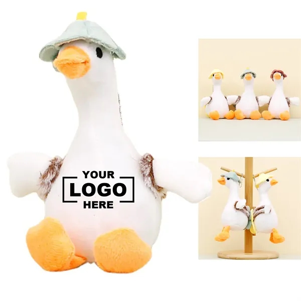6 Inch Playful Hat Wearing Goose Plush Keychain Charm - 6 Inch Playful Hat Wearing Goose Plush Keychain Charm - Image 0 of 5