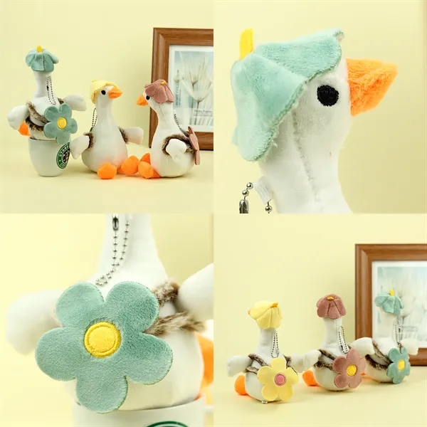6 Inch Playful Hat Wearing Goose Plush Keychain Charm - 6 Inch Playful Hat Wearing Goose Plush Keychain Charm - Image 1 of 5