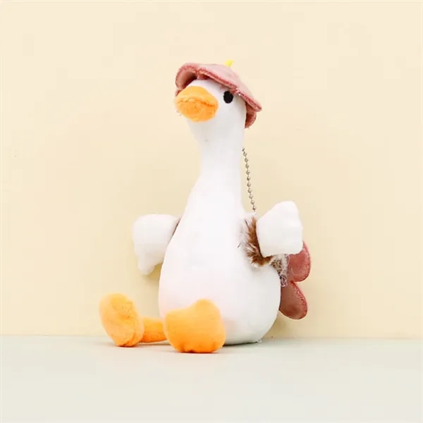 6 Inch Playful Hat Wearing Goose Plush Keychain Charm - 6 Inch Playful Hat Wearing Goose Plush Keychain Charm - Image 4 of 5