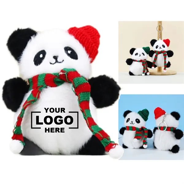 5 Inch Festive Plush Panda Keychain With Christmas Scarf - 5 Inch Festive Plush Panda Keychain With Christmas Scarf - Image 0 of 3