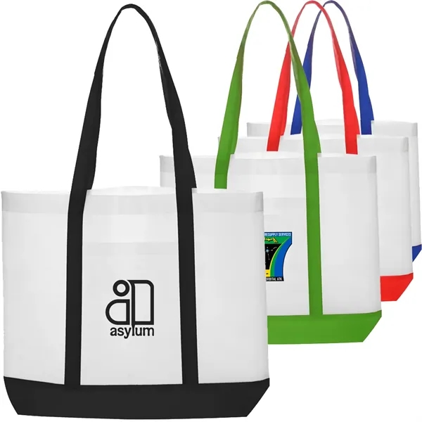 Non-woven Trim Color W/ Gusset Tote Bag (18"x14"x3") - Non-woven Trim Color W/ Gusset Tote Bag (18"x14"x3") - Image 0 of 6