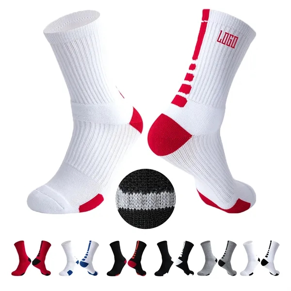 MOQ 50 Towel Bottom Elite Basketball Crew Socks - MOQ 50 Towel Bottom Elite Basketball Crew Socks - Image 0 of 8