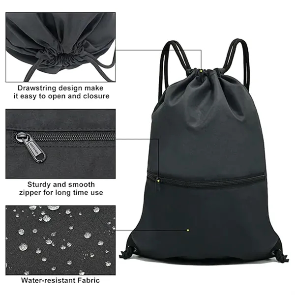Waterproof lightweight large sport drawstring backpack - Waterproof lightweight large sport drawstring backpack - Image 3 of 4
