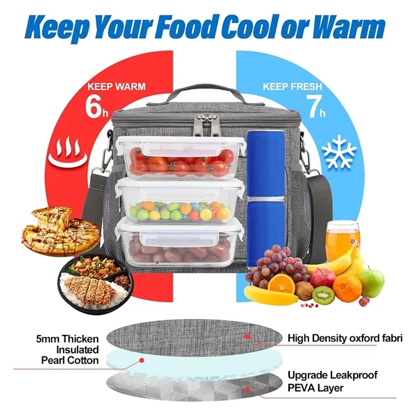 Insulated Lunch Tote-Thermal Food Container-Portable Coo - Insulated Lunch Tote-Thermal Food Container-Portable Coo - Image 3 of 5
