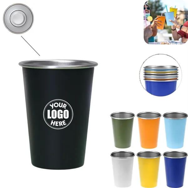 Stainless Steel Reusable Drinking Cups - 12oz/16oz - Stainless Steel Reusable Drinking Cups - 12oz/16oz - Image 0 of 11