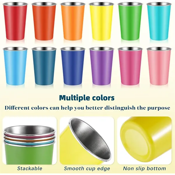 Stainless Steel Reusable Drinking Cups - 12oz/16oz - Stainless Steel Reusable Drinking Cups - 12oz/16oz - Image 1 of 11