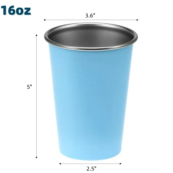 Stainless Steel Reusable Drinking Cups - 12oz/16oz - Stainless Steel Reusable Drinking Cups - 12oz/16oz - Image 3 of 11